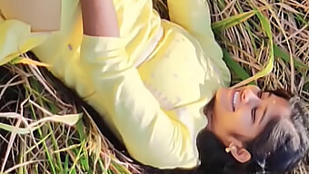 Indian Girl In Yellow Suit Enjoys Outdoor Blowjob And Sex With Well-Endowed Partner