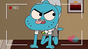 Tegneserieparodi På Nicole Wattersons Første Gang Med Gumball