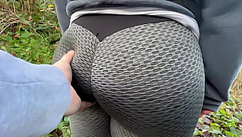 Outdoor Exhibitionist With Voluptuous Derriere Gets Fondled In Park