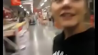 Young Girlfriend Gives A Public Handjob In A Store