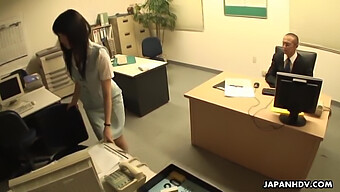 Japanese Teen Gets Naughty On The Office Desk