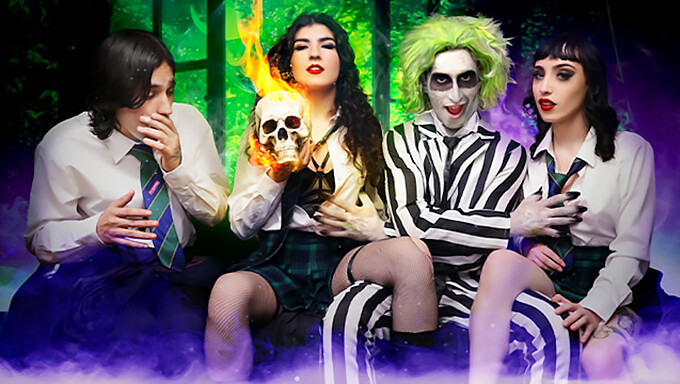 Stepbrother And Company In Wild Beetlejuice Xxx Cosplay Orgy