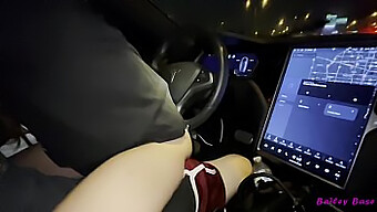 Bailey Base, The Attractive Young Teen, Engages In Sexual Activity With A Tinder Match While Operating His Tesla, Captured In Stunning 4k Quality.