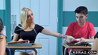 Alex Grey, A Horny Teacher, Seduces A Teen Couple In Her Classroom